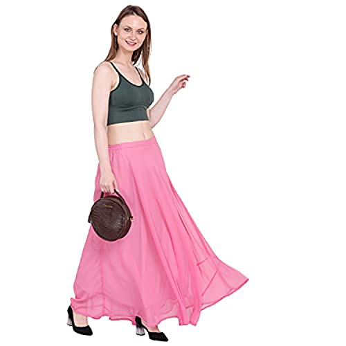 Image of Skirt for Women Designer and Full Flared Georgette Plain