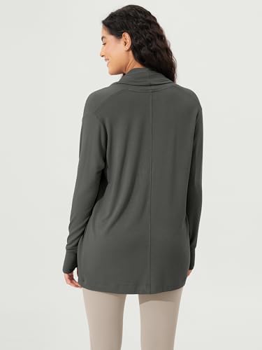 Image of ODODOS Women's Drape Open Front Cardigans Cozy Soft Long Sleeve Casual Wrap Outerwear with Pockets Thumb Hole