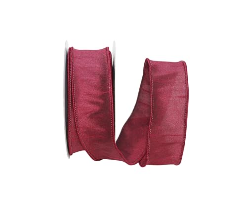 Reliant Ribbon 92975W-090-09F Dupioni Supreme Wired Edge Ribbon 1-1/2 Inch X 10 Yards Burgundy