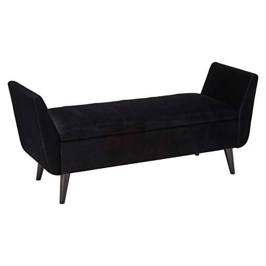 Jennifer Taylor Home Dua Mid-Century Modern Entryway Storage Bench, Black