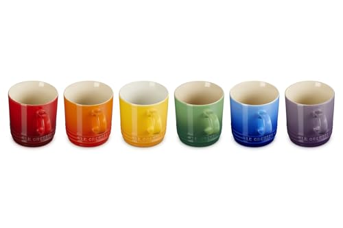 LE CREUSET Stoneware Rainbow Set of 6 Cappuccino Mugs