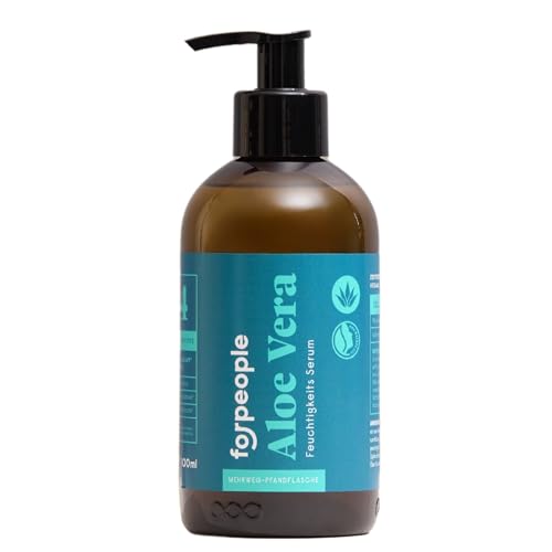 4people - Sérum facial orgánico de aloe vera, 300 ml, gel hidratante para hombres y mujeres, cosmética 100% natural para el cuidado facial diario, vegano, orgánico de aloe vera