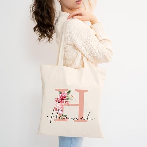 Generisch Personalisierte Baumwolltasche mit Namen & Initialen | 200 g/m² | OEKO-TEX® zertifiziert Einkaufstasche, Jutebeutel, Stofftasche