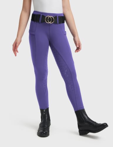 Image of FitsT4 Sports Girls Horse Riding Pants Full Seat Equestrian Pants Pockets