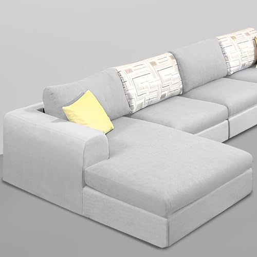 Image of Koza LHS 6 Seater L Shape Sofa Set for Living Room (Grey Fabric) Premium Fabric Sofa