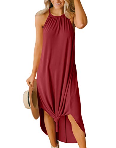 Women Summer Halter Casual Hawaiian Sundress Loose Dinner Cruise Outfit