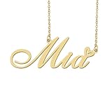 Aoloshow Mia Name Necklace Heart Charm Pendant 18k Gold Plated Stainless Steel Jewelry for Womens Graduation