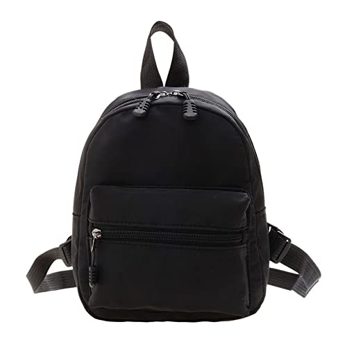 Ultraligero Casual Mochila, Bolso de hombro, Moda Mujeres Color Sólido Mochila Mujer Casual Nylon Mochila Preppy Estilo Escuela Viaje Mini Mochilas, Negro, 23CM*18CM*9CM