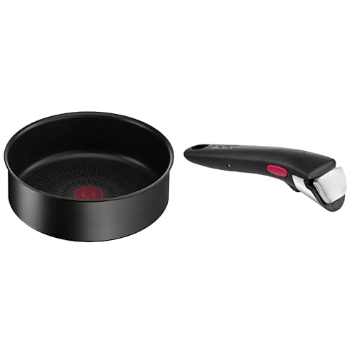 Tefal Ingenio Eco Resist Sauteuse 24 cm, Indicateur de démarrage de cuisson, Cuisson saine, Saisie parfaite L3973502, Noir & Ingenio Poignée amovible noire,...