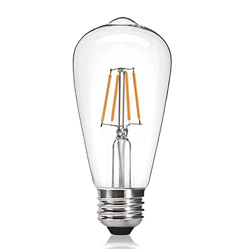 Vintage Edison Led Bulb, Dimmable 4W ST64 Antique Led Bulb Squirrel Cage Filament Light for Decorate Home, E26, 2200K, Clear Glass