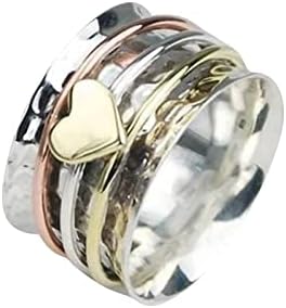Fashion Heart Rings Rotating Anxiety Relief Ring Heart Design Spinners Rings Love Ring Birthday Gifts for Women (7) 1 Fashion Heart Rings Rotating Anxiety Relief Ring Heart Design Spinners Rings Love Ring Birthday Gifts for Women (7)