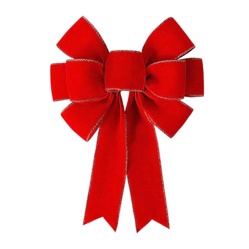 Lazos para árbol de Navidad, con Borde Dorado con Purpurina, Lazos de Terciopelo para decoración de árbol de Navidad, para Pared, Puerta Delantera, Chimenea, Corona, jardín, Patio, Porche, decoración