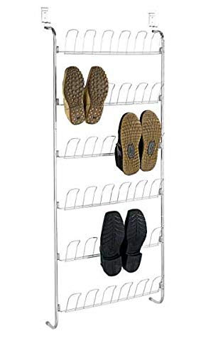 Wenko 4340030100 - Zapatero para Puerta (56 x 159,5 x 14,5 cm), 18 Pares Cromo
