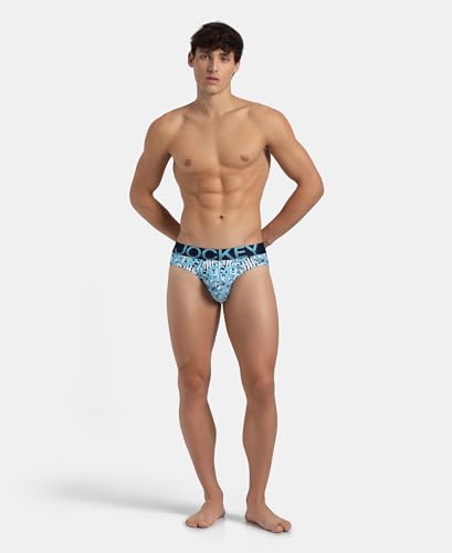 Image of Jockey FP22 Men's Super Combed Cotton Elastane Stretch Printed Brief with Ultrasoft Waistband