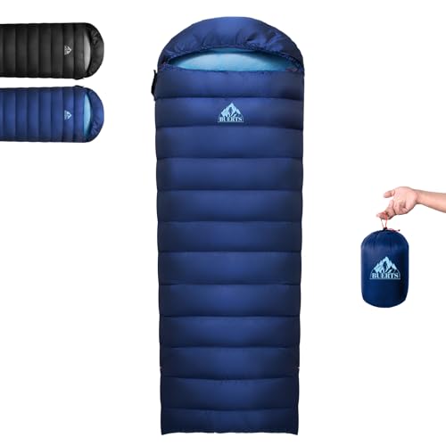 BUERTS Down Sleeping Bag,Ultralight and Warm,Sleeping bag for adults suitable 3 seasons use,lightweight is highly portable and ideal for hiking,backpacking and camping. (15℃ Blue)