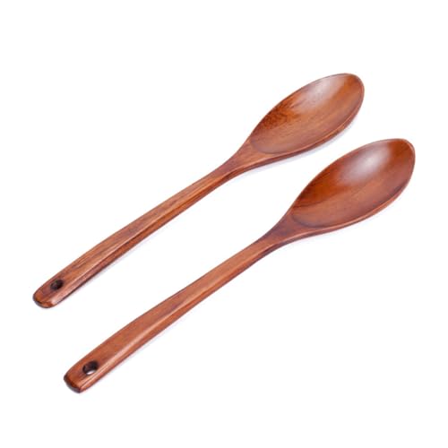 GRIRIW Solid Wood Kitchen Spoon Soup Utensil for Home Restaurant Cooking Easy to Clean Elegant Design Comfortable Handle for Hot Liquids