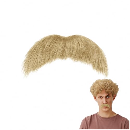 Honcloud DIY Self Adhesive Fake Mustache Fake Beard Material Novelty Mustaches for Costume and Halloween Festival Party (Blonde)