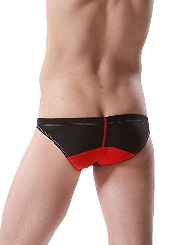 SEOBEAN Mens Low Rise Sexy Sport Swimwear Trunk Boxer Brief Bikini Swimsuit (XL(34-36"), 2704 Black)2