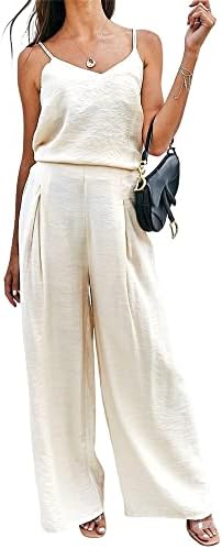 HOULENGS Women's Summer 2 Piece Outfits Sleeveless Spaghetti Stra...