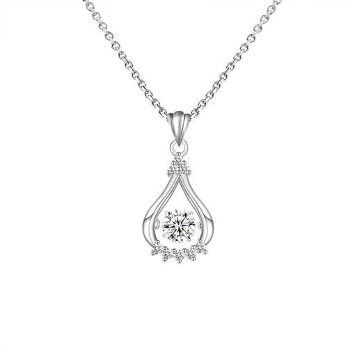 Collier en or blanc 18K et son pendentif solitaire en moissanite étincelante