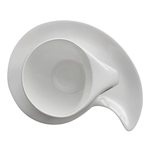 Cabilock Juego de Tazas Y Platillos de Porcelana Blanca para Té Café con Leche Y Espresso Fáciles de Limpiar