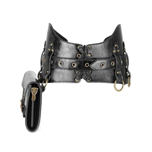 Pochette de ceinture steampunk vintage en cuir PU durable