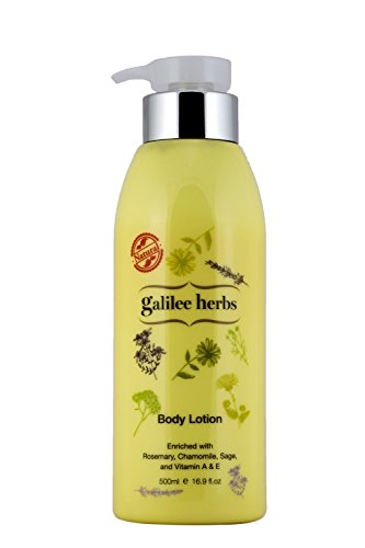 Galilee Herbs Pampering Body Lotion with extracts of Sage, Chamomile, Rosemary, Mugwort, Hyssop and Achillea for all skin types 16.9 fl oz