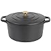 ProCook - Cocotte Ronde - Faitout Bas - 28 cm / 7,3L - Noir Mat - fonte émaillée - Compatible avec Toutes Sources de Chaleur (Induction Incluse)