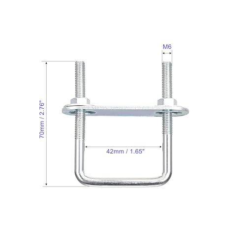 MACHSWON Square U-Bolt,2 Set Carton Steel M6 U Bolts 42mm(1-5/8") Inner Width 70mm Length with Nuts and Frame Plate for Automobiles Boat Trailer - Image 2