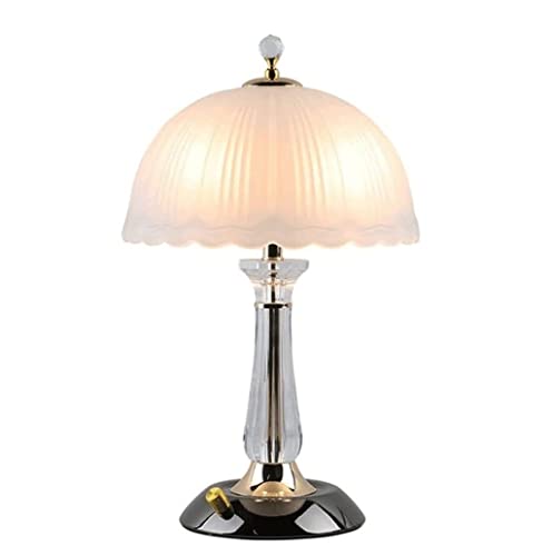 Lámpara de mesita de noche moderna y simple, lámpara de mesa con forma de paraguas, lámpara de noche con pantalla de cristal, lámpara de escritorio tiene dos puertos de tornillo E27, lámpara de mesa