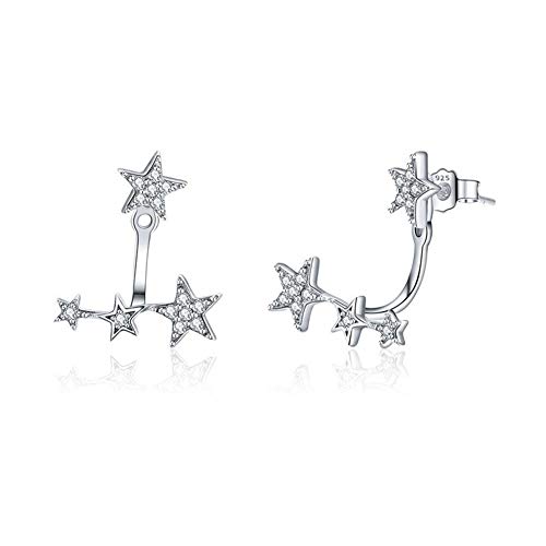 OCGDZ Authentic 925 Sterling Silver Clear CZ Luminous Ear Jackets Earrings for Women Silver 925 Women Girl Gifts Jewelry