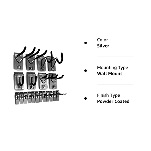 Proslat 11004 1/8-Inch Backplates Steel Hook Kit Designed for Proslat PVC Slatwall, 20-Piece, Silver