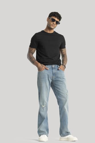 Image of SNITCH Tomaso Light Blue Plain Bootcut Jeans