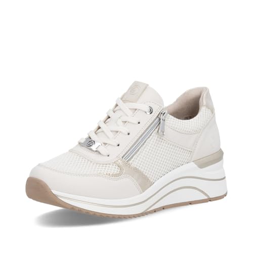 Remonte Damen Low-Top Sneaker D0T19, Frauen Halbschuhe,lose Einlage,Strassenschuhe,Sportschuhe,Freizeitschuhe,Turnschuhe,beige Kombi (60),41 EU