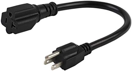 Plug Adapter Cable [UL Listed] 14AWG (1-Foot) NEMA 5-15P to 5-15/20R (Comb 20Amp T Blade) 15 Amp Household Plug to 20 Amp AC Power Cable
