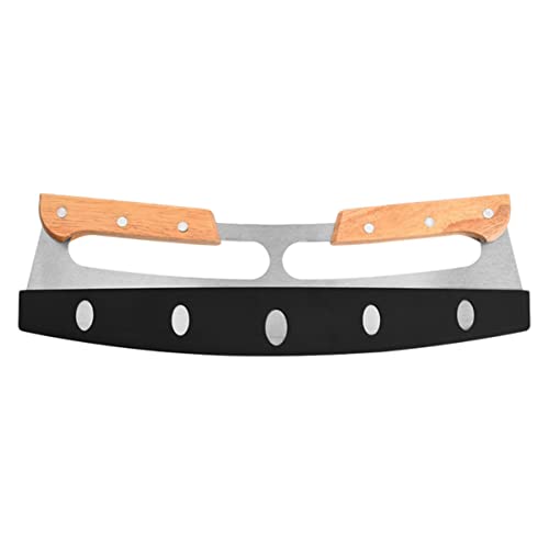ORFOFE Coupe-pizza Double Poignée 20 Cm Acier Inoxydable Poignée Bois Ergonomique Ustensile Cuisine Pratique Pour Découpe De Pizza à Domicile