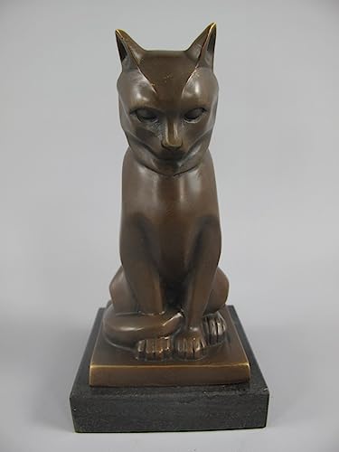 Sculpture bronze chat de luxe style antique et socle marbre H17
