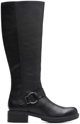 Clarks Women's Hearth Rae Knee High Boot, Black Leather, 8 Wide | Image 1