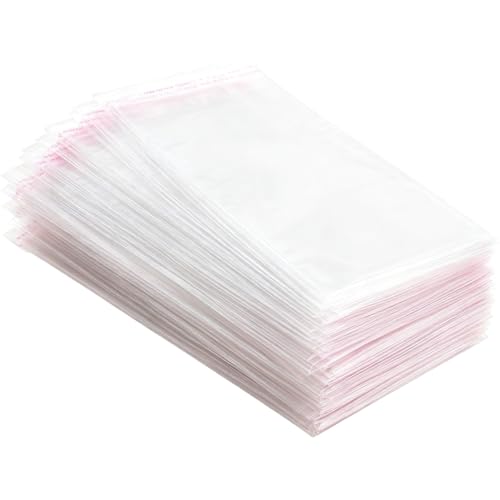 GNALIA Pochette Transparente 200 Pièces 12X6Cm, Sachet Cellophane Adhésif Opp Pour Bonbons Bijoux Chocolats Et Cadeaux