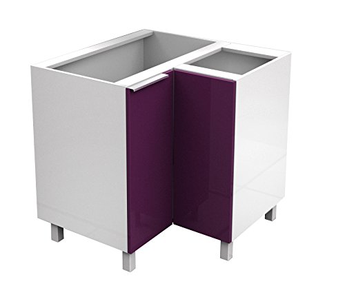 Berlioz Creations CG8BA Meuble d'Angle Bas Cuisine avec Double Porte Aubergine Haute Brillance 82 x 82 x 83 cm, Fabrication 100% Française