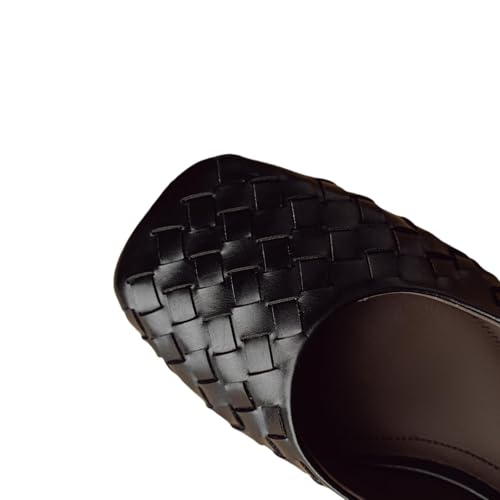 TinaCus Women's Genuine Leather Comfortable Weave Square Toe Slip On Casual Flats Dressy Shoes2