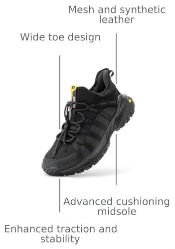 Image of FitVille Men's Wide Slip-On Hiking Shoes Arch Support Trekking Sneakers | Athletic Walking Shoes with Wide Toe Box, Slip Resistant, EVA Cushioning for Swollen Foot, Bunion