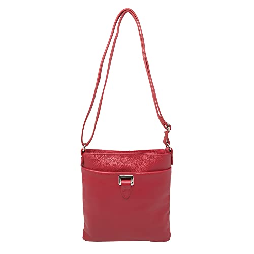 Bolso bandolera para mujer de piel italiana con bolsa de hombro, rojo, 22x23x7 Cm Cover