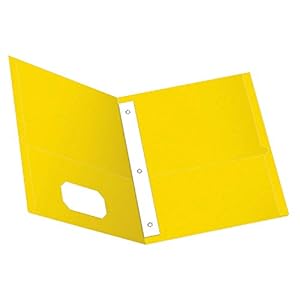 Oxford Two-Pocket Folders w/Fasteners, Yellow, Letter Size, 25 per Box (57709)