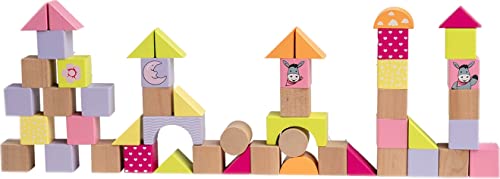 Happy People- Esel Bloques De Construcción De Madera, Color Rosa. (41238)