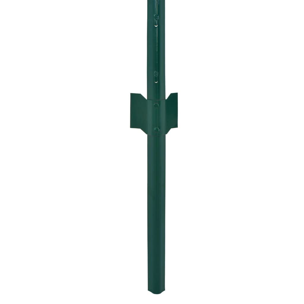 vidaXL Valla Jardín Malla Alambre Rollo + 11 Postes Acero Vallado Metálico Cercado Metal Separador Protección Corral Gallinas Animales Verde 25x2 m