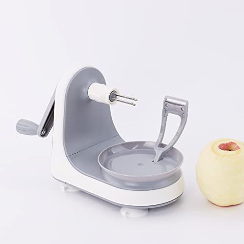 Cambom Apple Peeler Slicer – Suction Non Slip Counter Grips - Automatic Hand Crank - 2 Replaceable Stainless Steel Blades With Protect Cover #TOP1