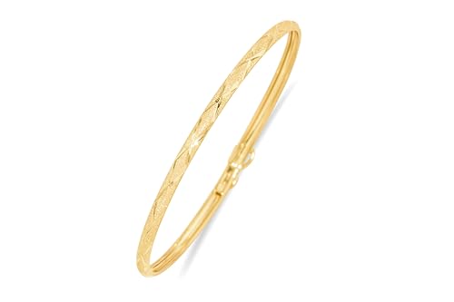 Floreo 10k Yellow Gold 3mm Classic Satin Finish Textured Flex Bangle Bracelet