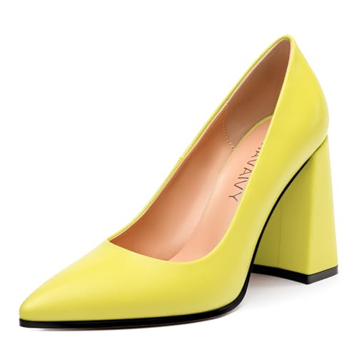 Women's Pumps, Closed Toe Block High Heels, Fashion Solid Wedding Casual Working Shoes for Women