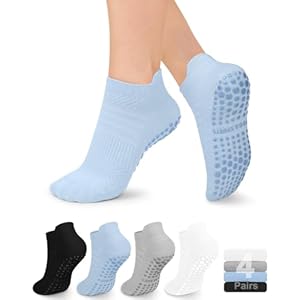 yeuG Non Slip Pilates Socks with Grips for Women, Grip Socks for Yoga Ballet Barefoot Workout Anti Skid Athletic Socks